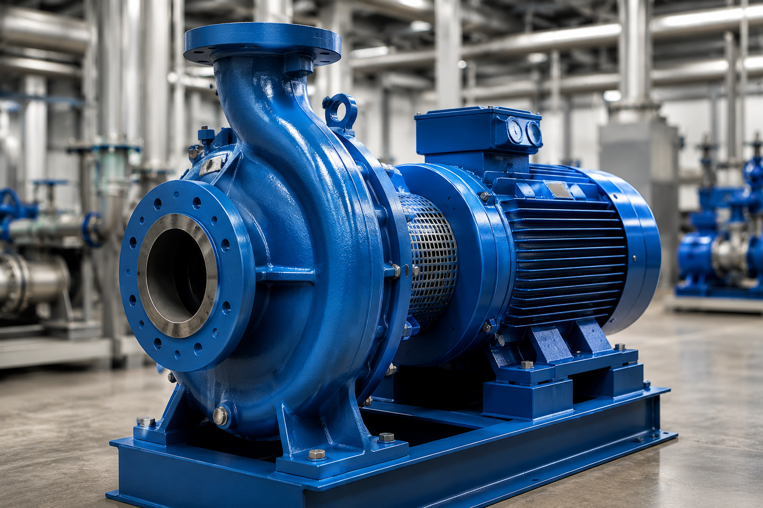 Industrial pump on a steel skid